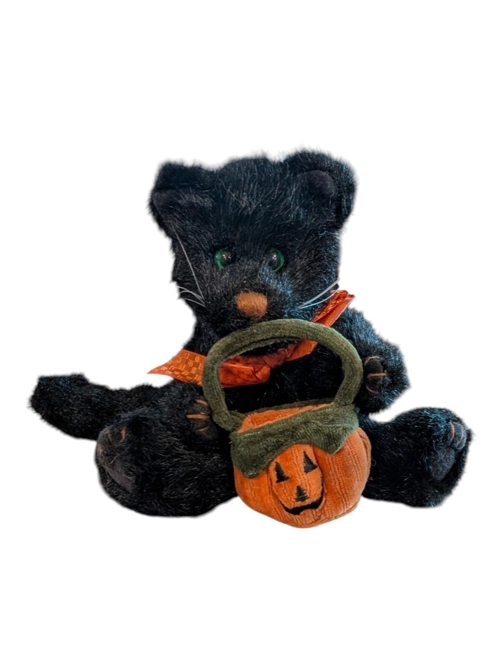 Black Plush Halloween Cat with Pumpkin Bucket - Boyds Bears